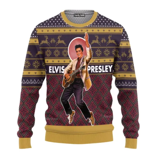 Discover Elvis Guitar Costumes Cosplay Ugly Christmas Sweater Unis