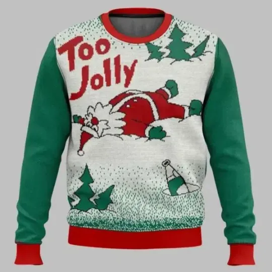 Discover Overly cheerful Santa Ugly Christmas Sweater
