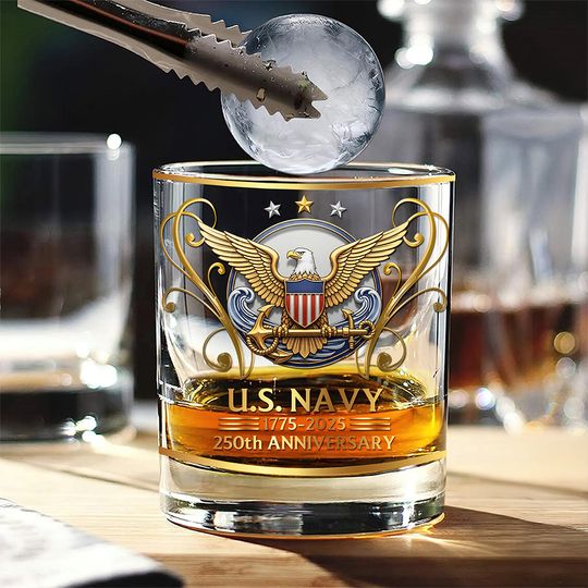 Discover Veteran Whiskey Glass - Personalized Gifts