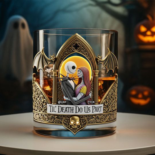 Discover Spooky Couple Whiskey Glass - Personalized Gifts For Couple