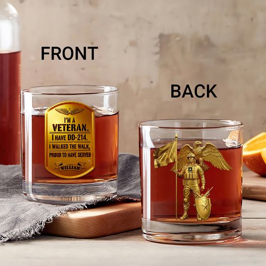 Discover I'm A Veteran Whiskey Glass Personalized Gifts For Veteran