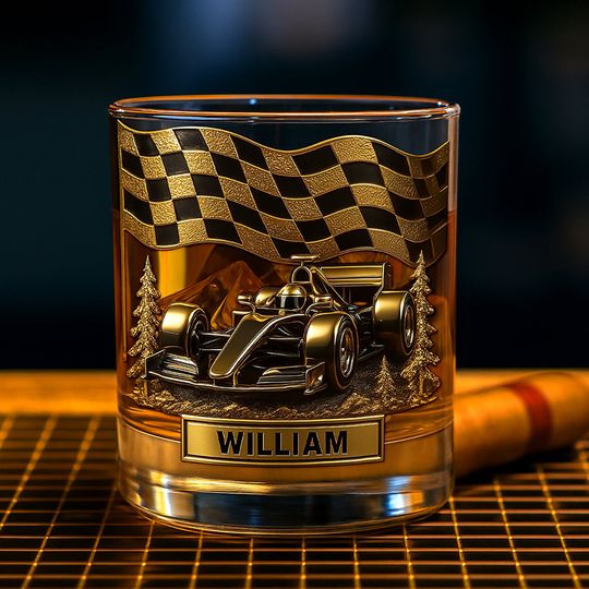 Discover Race Car Whiskey Glass - Personalized Gifts For Racing Lovers