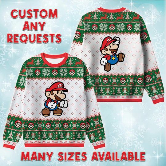 Discover Mario Ready To Go Ugly Christmas Sweater, Classic Video Game Holiday Sweatshirt, Super Bros Xmas Gift, Christmas Mario Costume Sweater