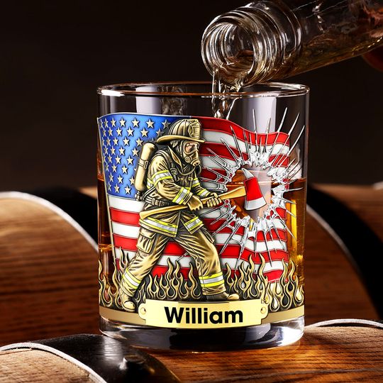 Discover Patriotic Firefighter Drinking Glass – Personalized Gifts For Firefighter 04hyqn080925