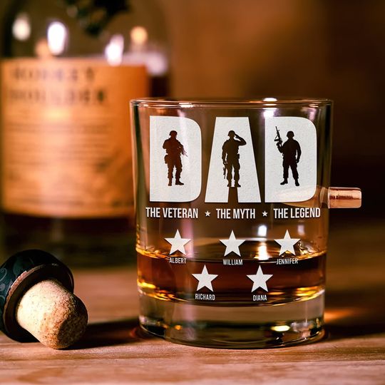 Discover Veteran Dad Bullet Glass - Personalized Gifts For Dad 05acqn170525