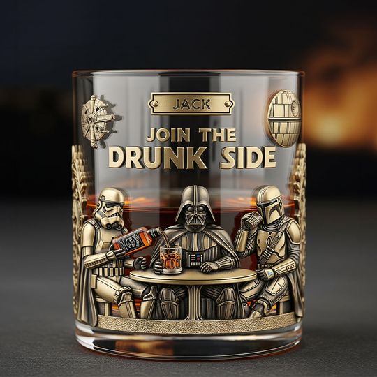 Discover Drunk Galaxy Troop Whiskey Glass, Personalized Gifts For Movie Fans & Drinking Lovers