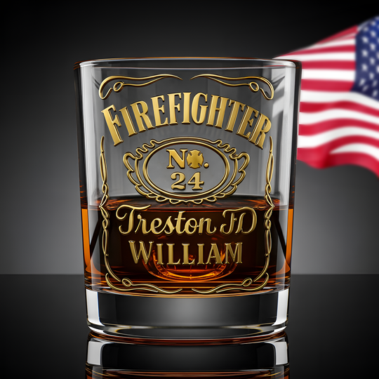 Discover Firefighter Label Whiskey Glass - Personalized Gifts For Firefighter (Retiree & On Duty)