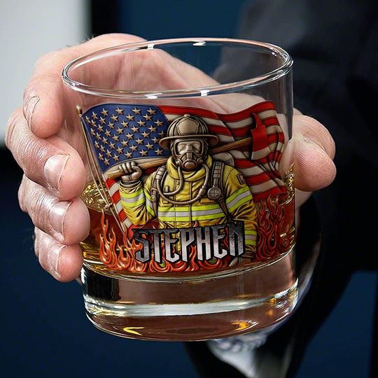 Discover Blaze of Honor Whiskey Glass, Personalized Gifts For Firefighter
