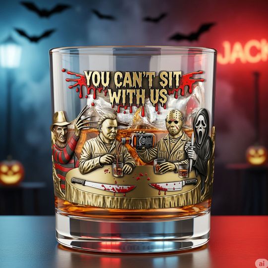 Horror Bar Whiskey Glass, Personalized Gifts For Horror Lovers