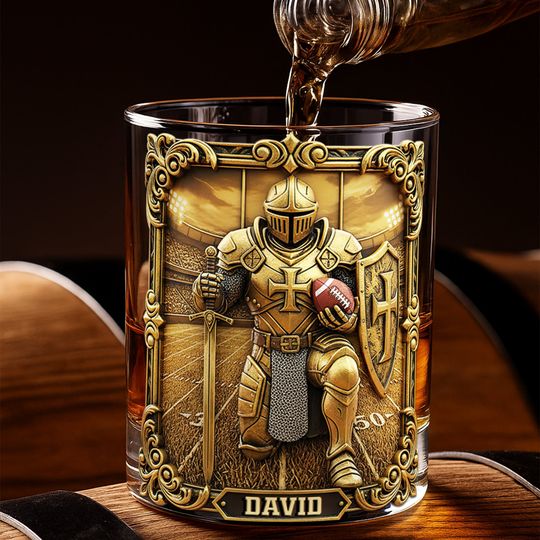 Discover Kneeling Knight Sports Drinking Glass - Personalized Gifts For Christian