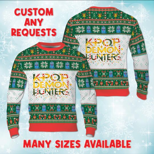 Discover KPop Group Ugly Christmas Sweatshirt, Rumi Mira Zoey Demon Idol Sweater, Anime Girl Group Holiday Sweater