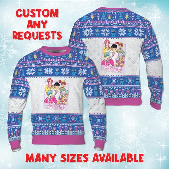 Discover KPop Jinu Ugly Christmas Sweatshirt, Mystery Romance Virtual Idol Sweater, Fictional Boy Group Gift, Christmas Kpop Costume Sweater