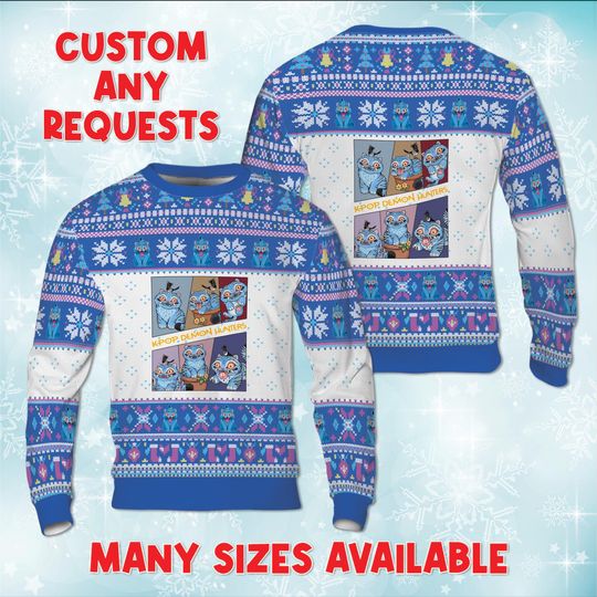 Discover KPop Mascot Derpy And Sussie Xmas Sweater, KPop Demon Christmas Sweatshirt, Ugly Holiday Crewneck Gift, KPop Xmas Gift