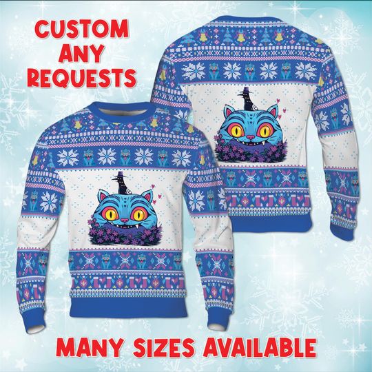 Discover KPop Derpy Tiger Sussie Bird Floral Christmas Sweater, KPop Idol Cat Sweatshirt, Blue Cat Ugly Xmas Sweater, KPop Fictional Mascot Xmas Gift