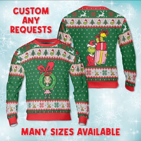 Discover Mr Grumpy Green Gifts Christmas Sweater, Cindy Lou Who Wreath Sweatshirt, Funny Ugly Christmas Jumper, Holiday Party Gift Sweatshirt