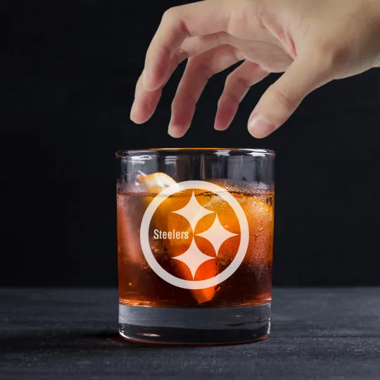 Discover Custom Engraved Pittsburgh Steeler Whiskey Glass – 11 oz Rocks Glass