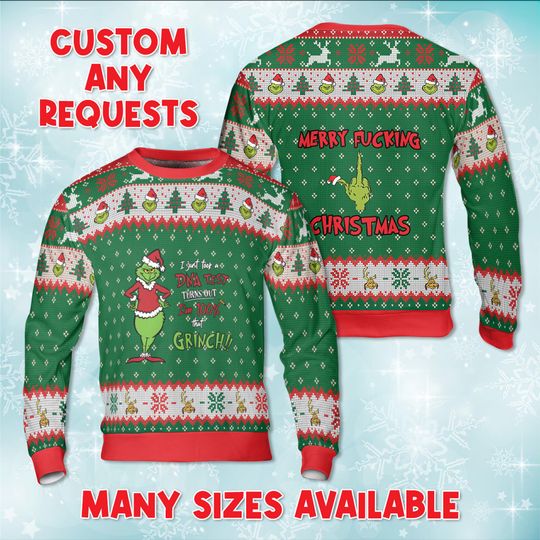 Discover Mr Grumpy Green I Just Took A DNA Sweater, Merry Fcking Xmas Sweatshirt, Funny Ugly Xmas Crewneck, Naughty Christmas Party Gift