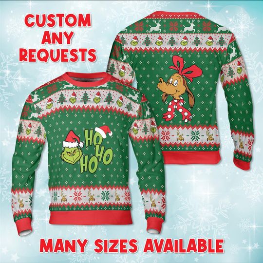 Discover Mr Grumpy Green Ho Ho Ho Christmas Sweater, Mean One Xmas Sweatshirt, Max The Dog Ugly Jumper, Monster And Max Holiday Party Gift