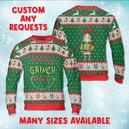 Discover Mr Grumpy Green Monster Merry Christmas Sweater, Cindy Lou Who Gift Sweatshirt, Whoville Ugly Christmas Jumper, Mean One Holiday Sweatshirt