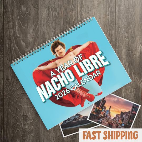 Discover Nacho Libre 2026 Wall Calendar, Funny Mexican Wrestling Calendar, Lucha Libre Comedy Art, Silly Meme Wall Calendar, Gift for Movie Fans