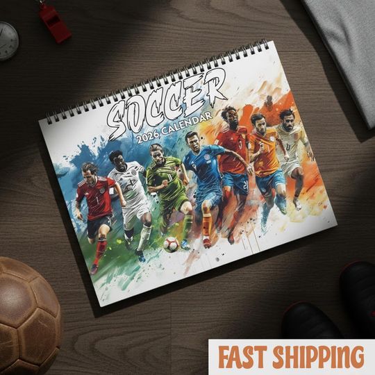 Discover Soccer Calendar 2026, Football Wall Calendar, Soccer Player Action Art, Sports Fan Decor, Gift for Soccer Lovers