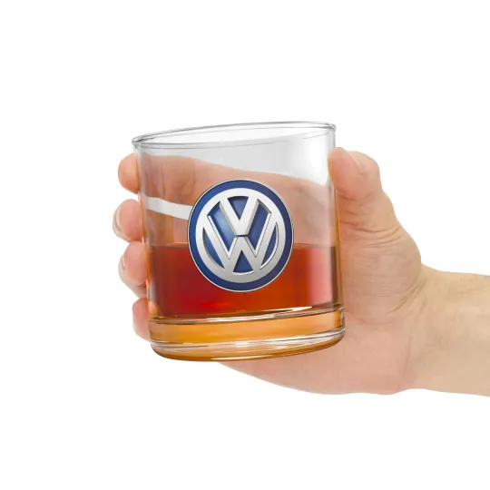 Volkswagen Logo Rocks Glass Car Brand Emblem