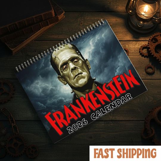 Discover Franken Movie Calendar 2026, Classic Monster Art Calendar, Horror Movie Wall Decor, Gothic Calendar, Gift for Horror Fans