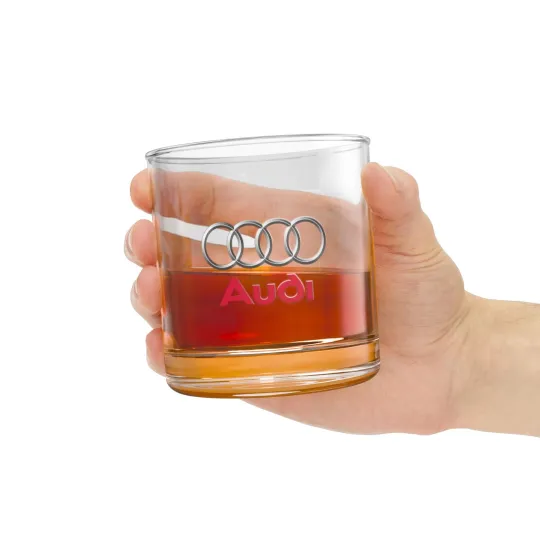 Discover For Audi Logo Rocks Glass | 10oz Whiskey Tumbler