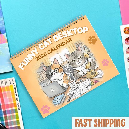 Discover Funny Cat Desktop Calendar 2026, Cute Cat Flip Calendar, Cat Lover Desk Decor, Kitty Office Gift, Funny Animal Mini Calendar for Cat Lovers