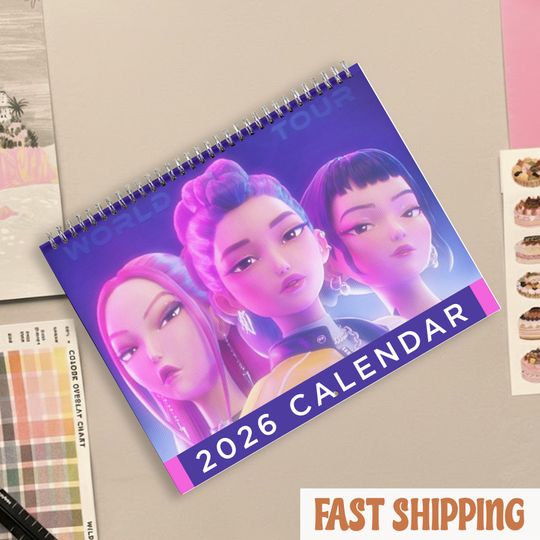 Discover K-pop Demon Hunters Huntrix 2026 Calendar, Huntrix Wall Calendar, Saja Girls, Home and Office Decor, Planner