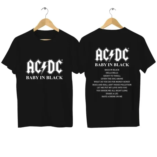 Discover AC Power Up DC Band Double Sided T-Shirt Men Women Short Sleeve Hip Hop Black