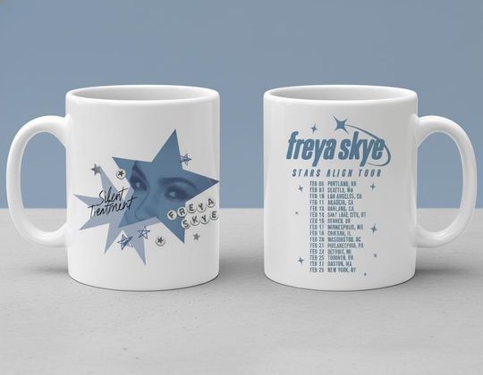 Discover Freya Silent Treatment Mug, White 15oz Ceramic Mug, Stars Align Tour 2026 Festival Cup 11oz, Two Side Print Coffee Cup, Freya Concert Music