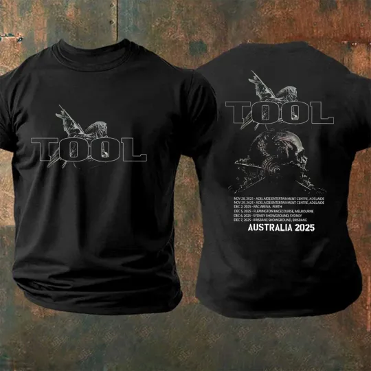 Discover 2sided Tool Tour Australia 2025 Tshirt, Size S to 5XL