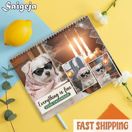 Discover Everything Is Fine Dog Calendar 2026, Funny Aesthetic Wall Calendar, Mental Health Dog Calendar, Dog Lovers Gift, Friends and Office Decor