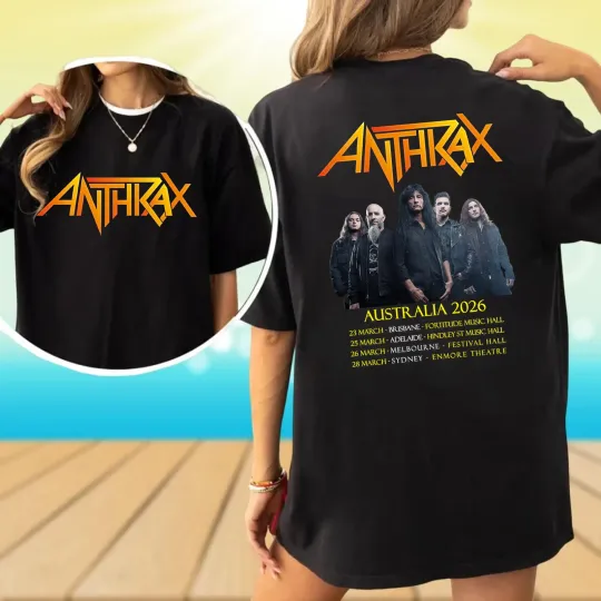 Discover 2sided Anthrax Band Tour Australia 2026 Tshirt