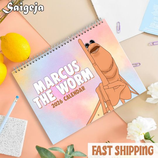 Discover Marcus the Worm 2026 Wall Calendar, Robert Help Calendar, VR Chat Funny Meme, Funny Holiday Planner Calendar 2026 Lover, Christmas Gifft