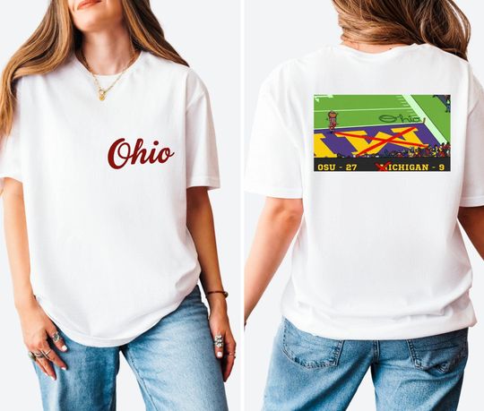 Ohio State Fan Football T-Shirt with Brutus and Michigan Game Design