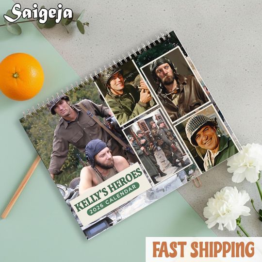 Discover Classic War Movie Calendar 2026, Retro Military Film Fan Gift, WWII Era Cinema Art, 12 Month Wall Calendar for Him/Dad