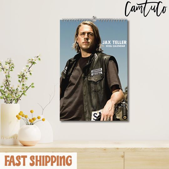Jax Teller Wall Calendar 2026, Biker TV Character Calendar, Motorcycle Outlaw Art, Dark Drama Series Decor, Gift for Biker Fans