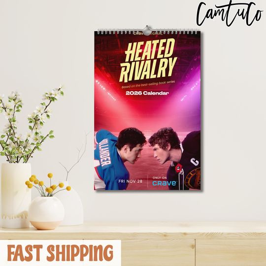 Heated Rivalry Calendar 2026, Hockey Romance Wall Calendar, Sports Calendar, Gift for Book Lovers, Room Decor