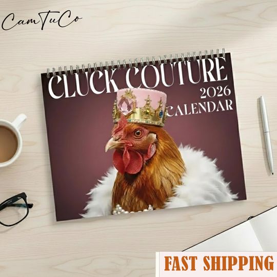 Discover Cluck Couture 2026 Wall Calendar, Funny Chicken  Calendar, Animal Lover, Chicken Lover Gift, Farmhouse Humor Wall Decor