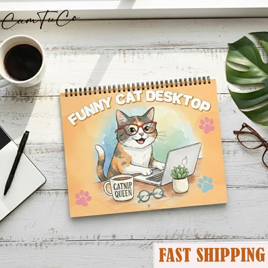 Discover Office Cats 2026 Desk Calendar ,Cute Cat Monthly Planner, Funny Work Theme Gift, Cat Lover Gift
