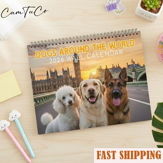 Dog Calendar 2026, Funny Dog Month Calendar, Cute  Pet Humor Calendar, Gift for Dog Lovers, Animal Lover Decor