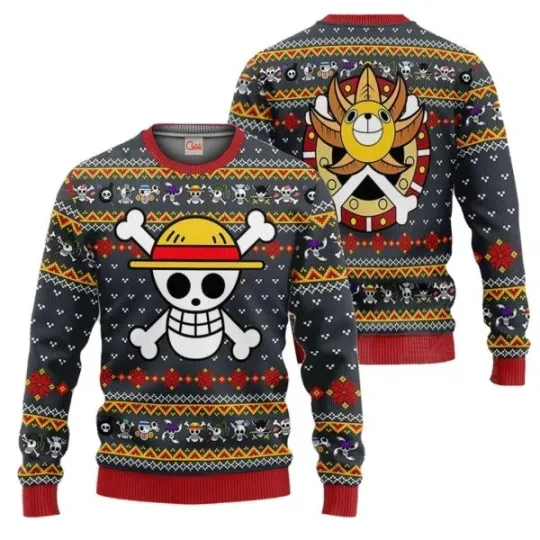 One Piece Straw Hat Pirate Symbol Ugly Christmas Sweater Xmas Gift
