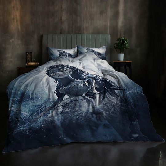 Festive Christmas Corpse Bride Bedding Set Twin Size 3-Piece Duvet Cover Lightweight Bedding for Holiday and Birthday Gifts