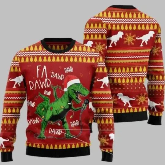 Discover Singing Dinosaur Ugly Christmas Sweater