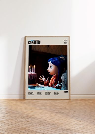 Coraline Minimalist Movie Poster Henry Selick Vintage Retro Art Print Vertical Poster