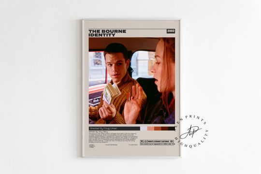 Discover The Bourne Identity Poster, Retro Movie Print, Midcentury Modern Wall Art, Minimalist Cult Movie Poster