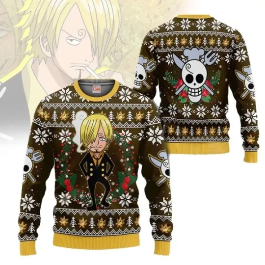 One Piece Sanji Ugly Christmas Sweater Xmas Gift