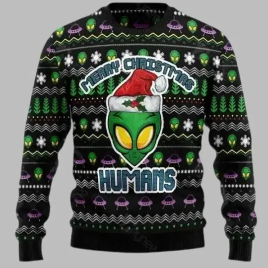 Discover Alien Merry Christmas Humans Ugly Christmas Sweater